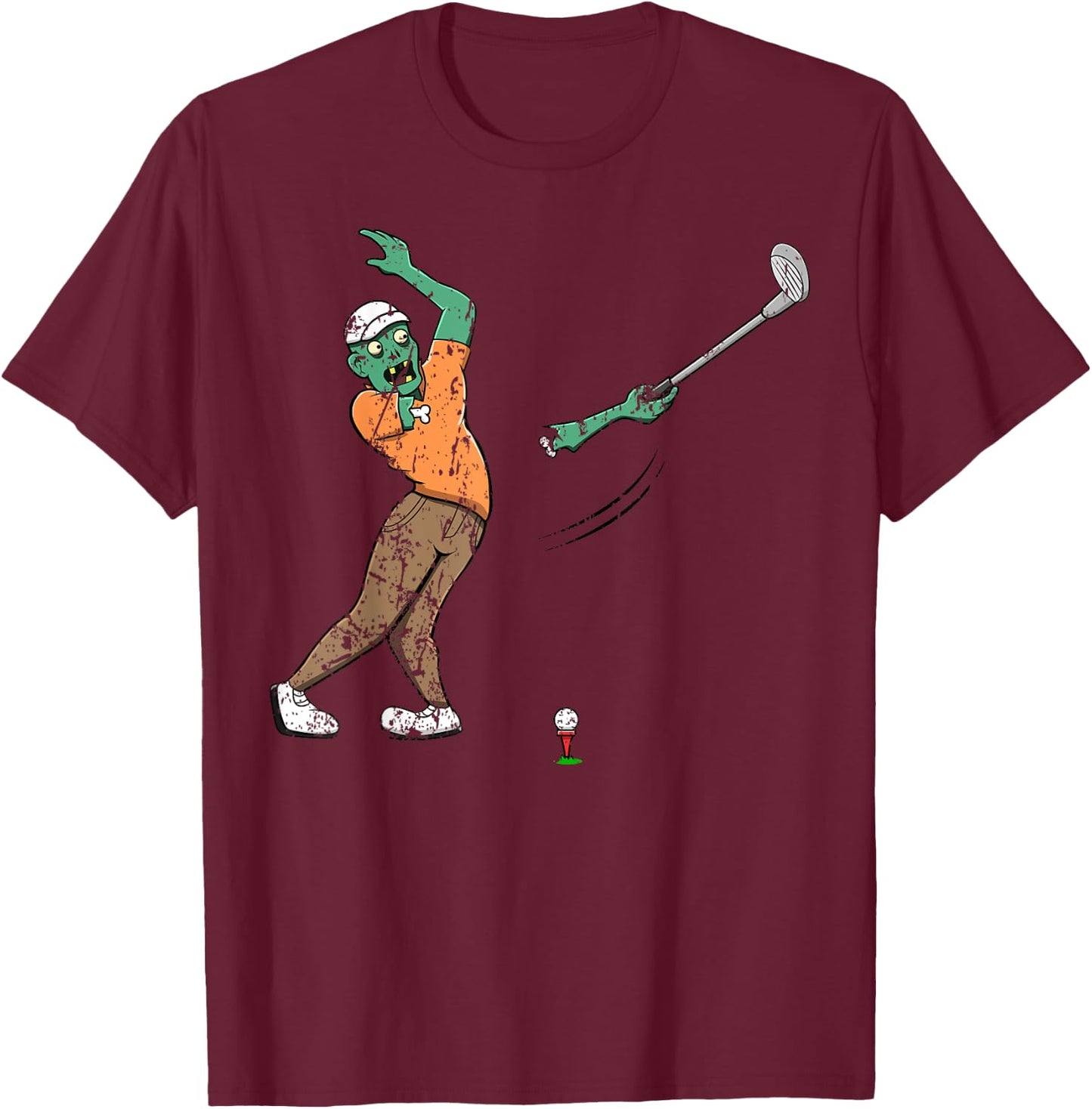Zombie Golf Player Golfing Halloween Horror Scary Creepy T-Shirt - T-Shirt | Maroon