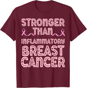 Stronger than inflammatory breast cancer mom dad pink ribbon T-Shirt - T-Shirt | Maroon