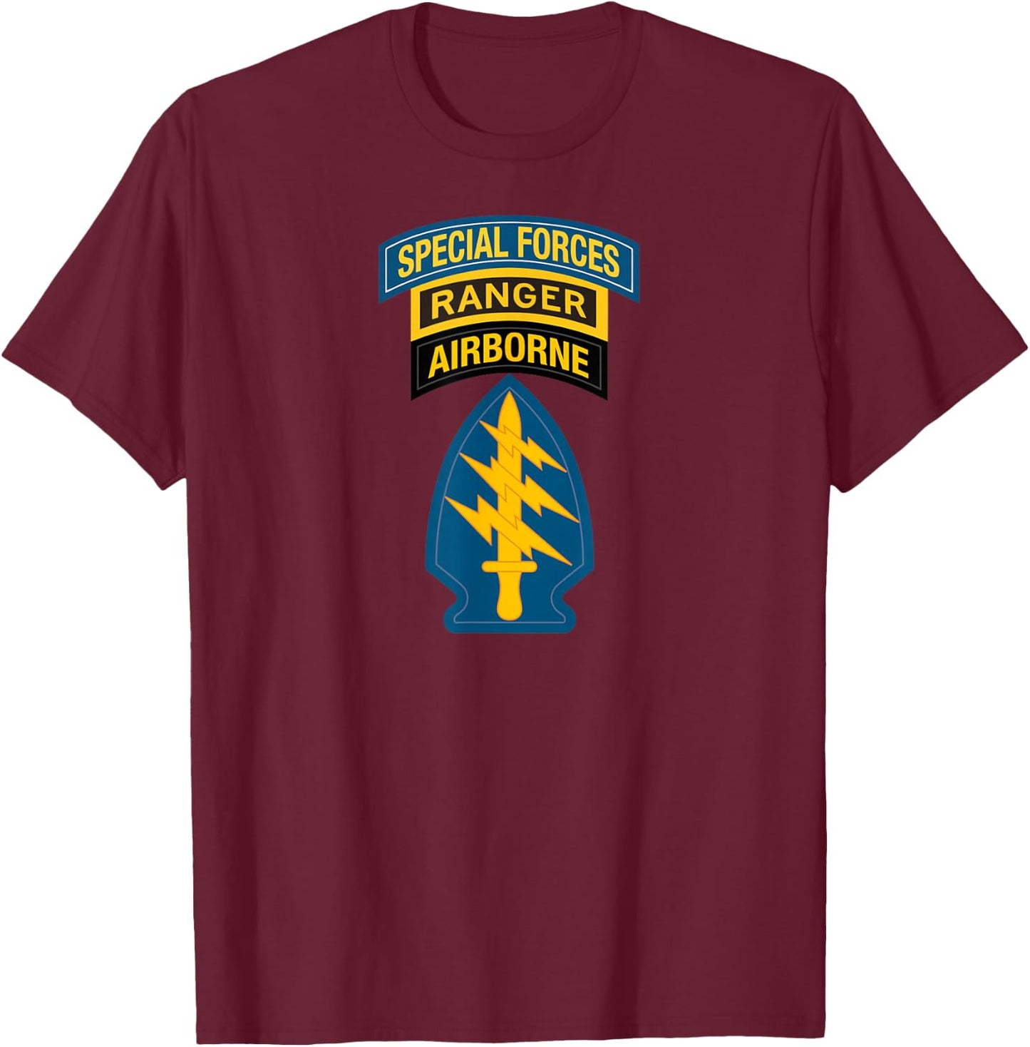 Special Forces Patch - SF Ranger Tab T-Shirt - T-Shirt | Maroon