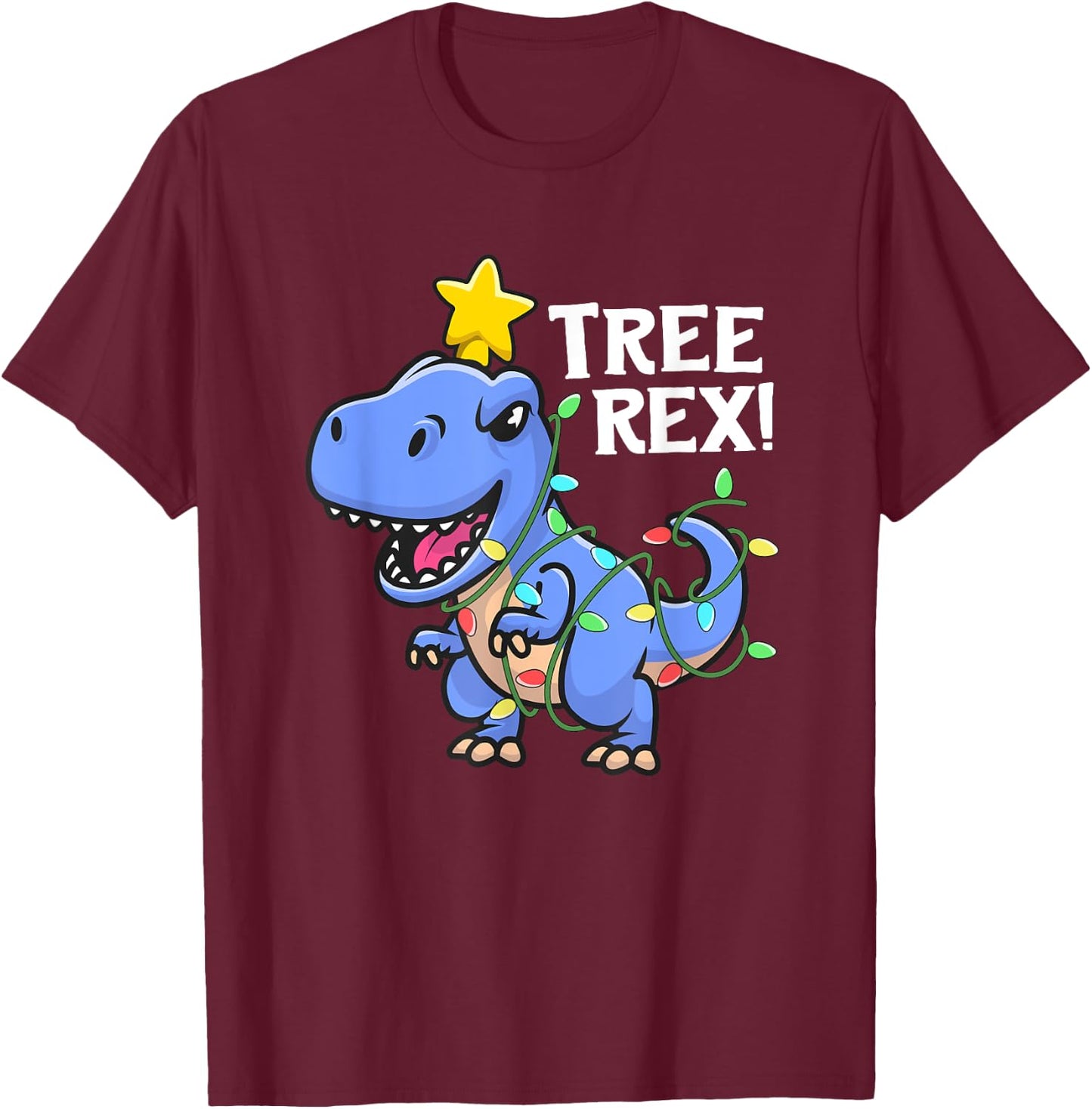 Tree Rex Shirt Christmas For Boys Men Dinosaur TRex T-Shirt - T-Shirt | Maroon