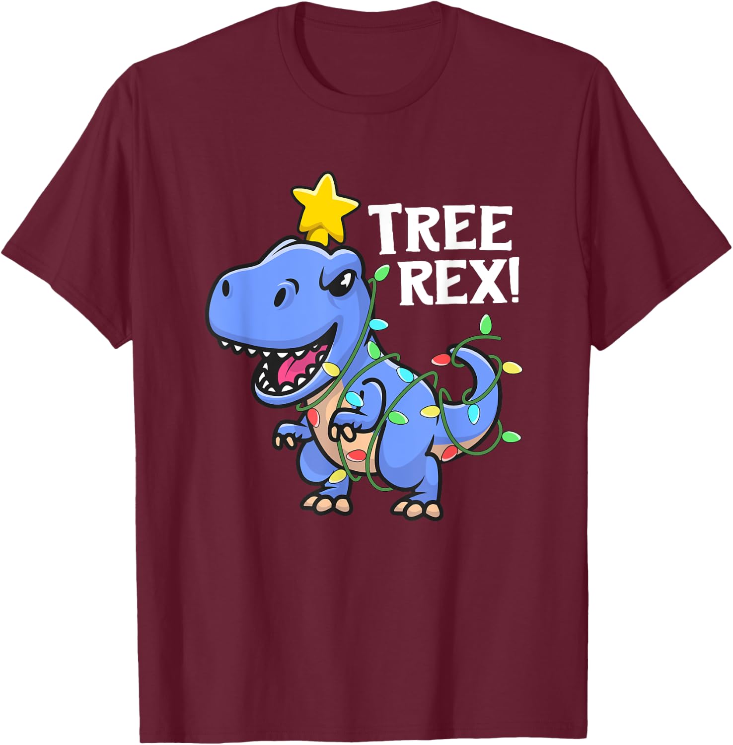 Tree Rex Shirt Christmas For Boys Men Dinosaur TRex T-Shirt - T-Shirt | Maroon