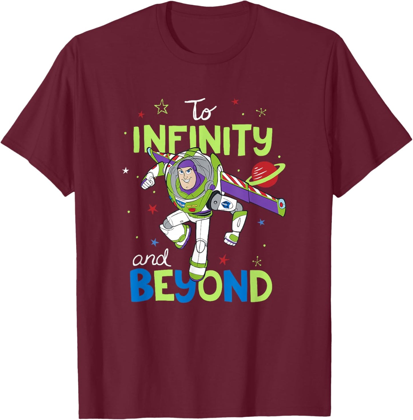 Disney Pixar Toy Story Buzz to Infinity and Beyond Portrait T-Shirt - T-Shirt | Maroon