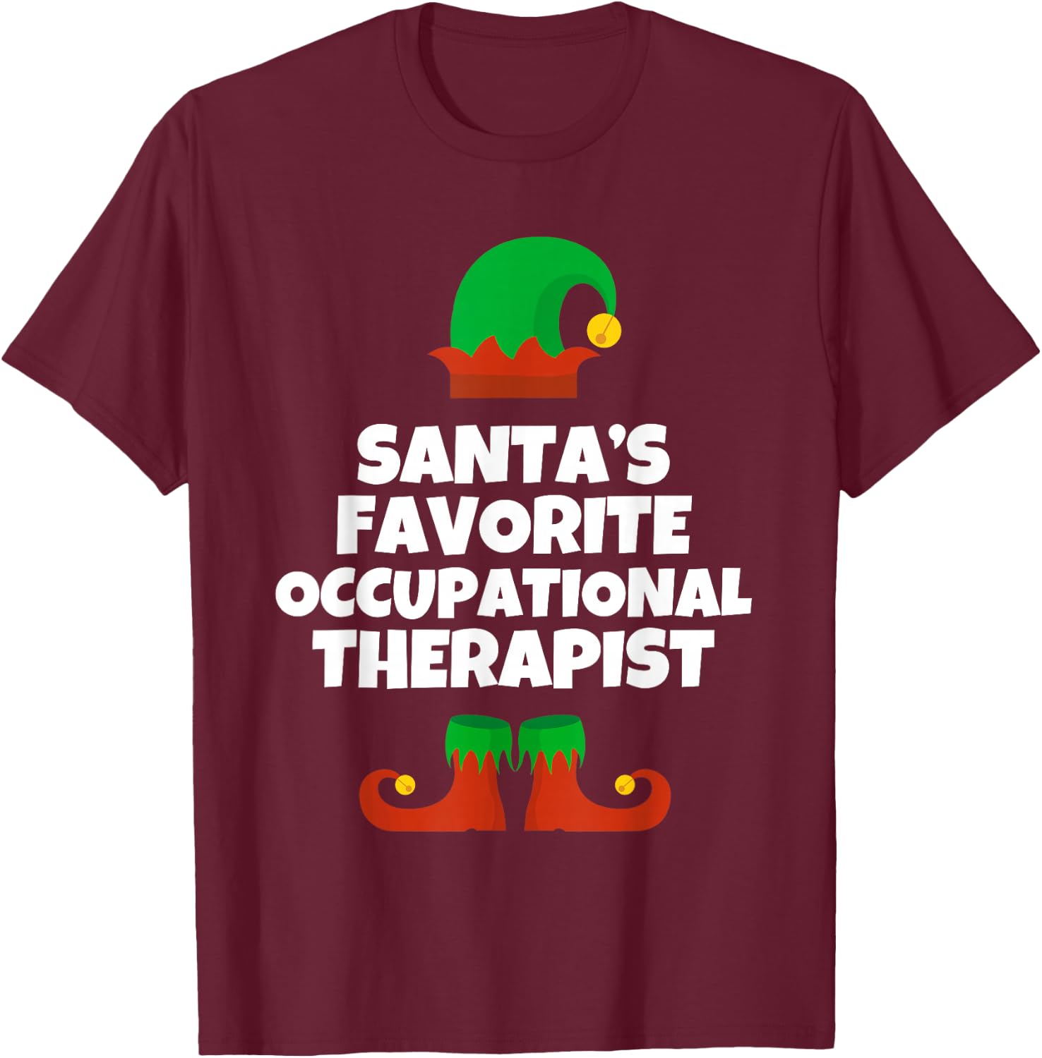 Santas Favorite Occupational Therapist Christmas Pj Therapy T-Shirt - T-Shirt | Maroon