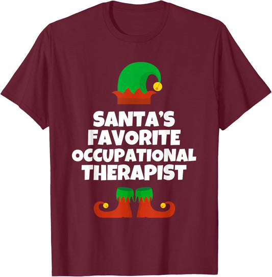 Santas Favorite Occupational Therapist Christmas Pj Therapy T-Shirt - T-Shirt | Maroon