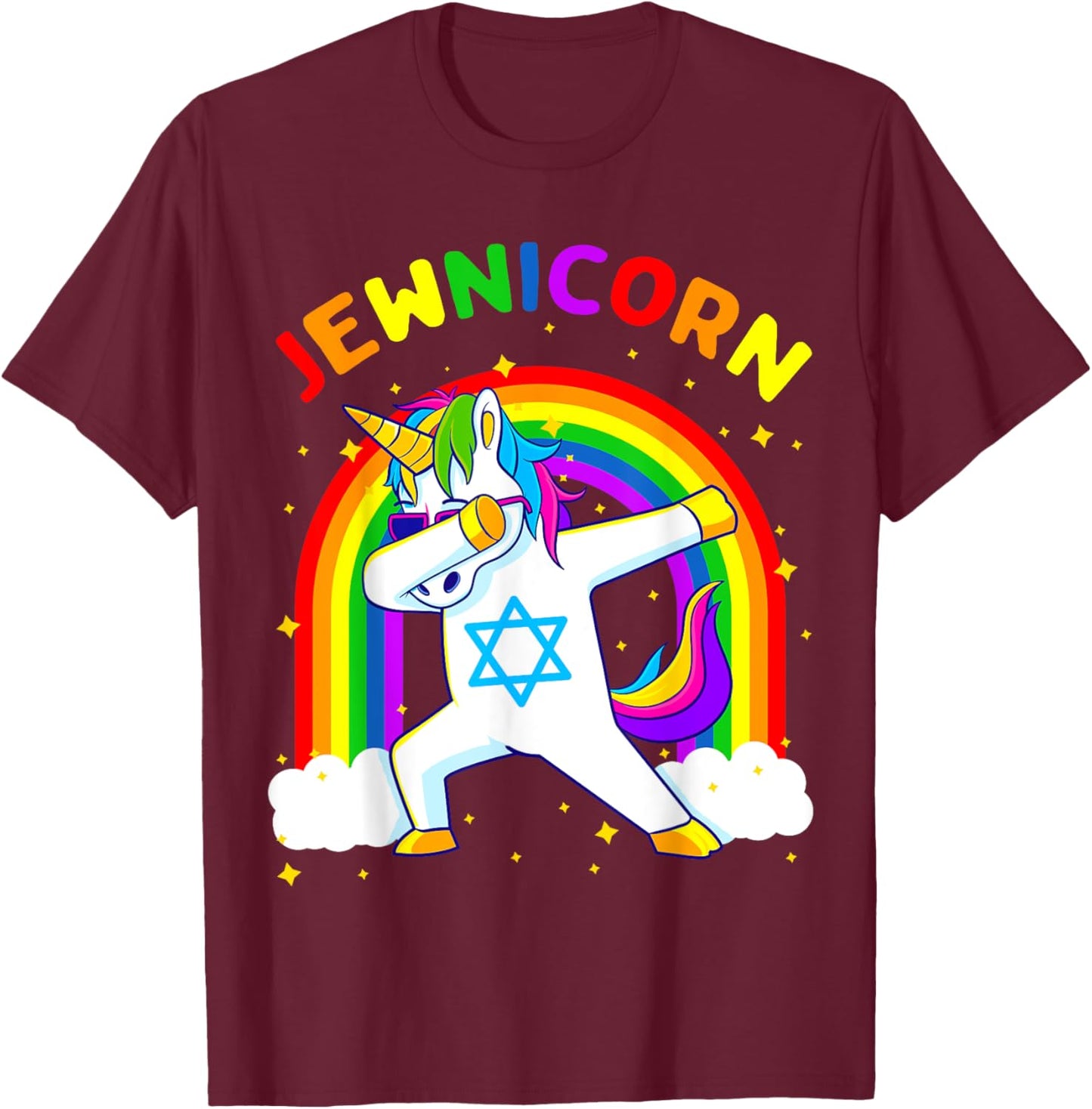 Jewnicorn Hanukkah Dabbing Unicorn Chanukah Women Girls Gift T-Shirt - T-Shirt | Maroon