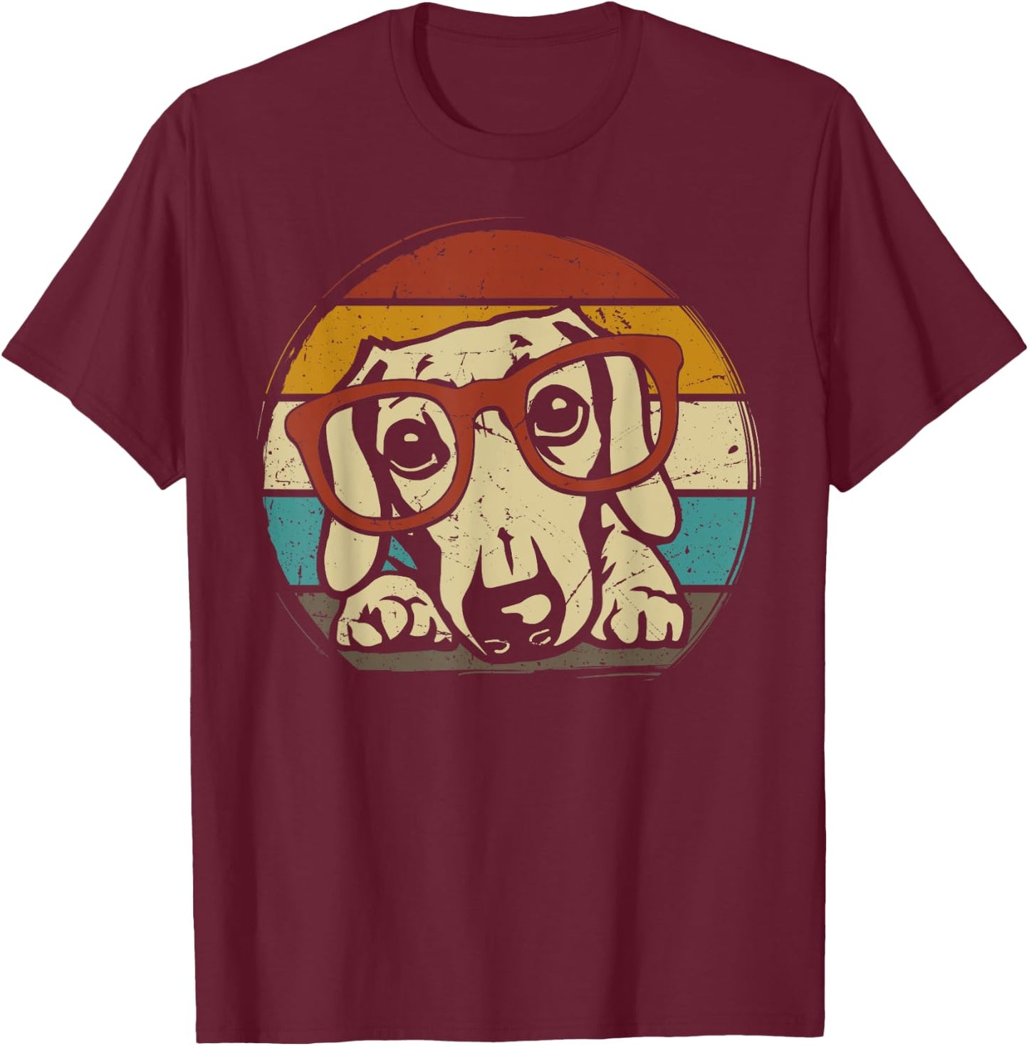 Dachshund Vintage puppy sunglasses Retro Gifts Dog Lover T-Shirt - T-Shirt | Maroon