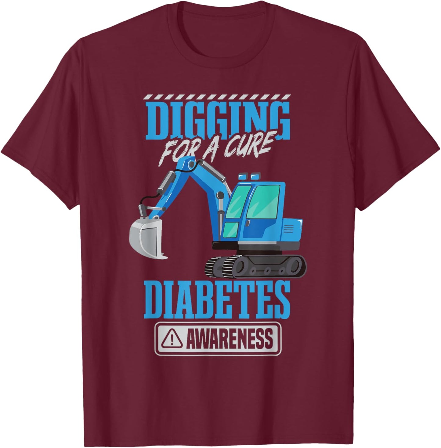 Boy Diabetes Excavator Type 1 Diabetes T-Shirt - T-Shirt | Maroon