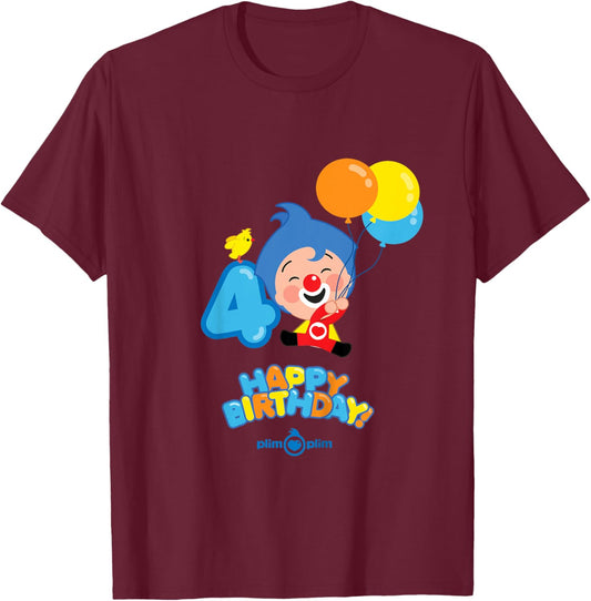 Kids Plim Plim The Kindness Hero - Happy Birthday T-Shirt - T-Shirt | Maroon