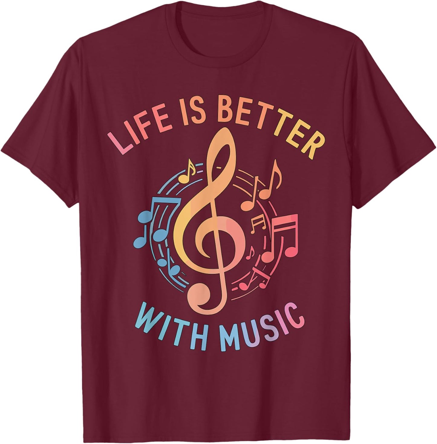 Life is better with Music T-Shirt - T-Shirt | Maroon