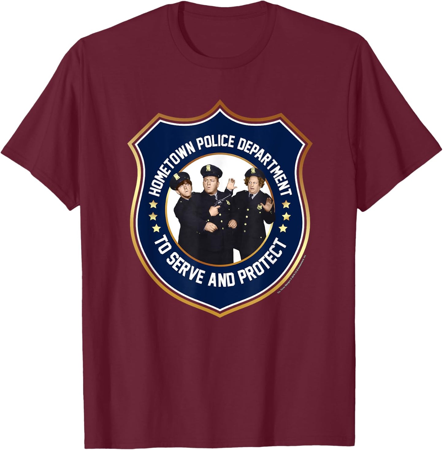TTS- The Three Stooges Police Department Serve And Protect T-Shirt - T-Shirt | Maroon