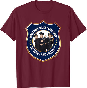 TTS- The Three Stooges Police Department Serve And Protect T-Shirt - T-Shirt | Maroon
