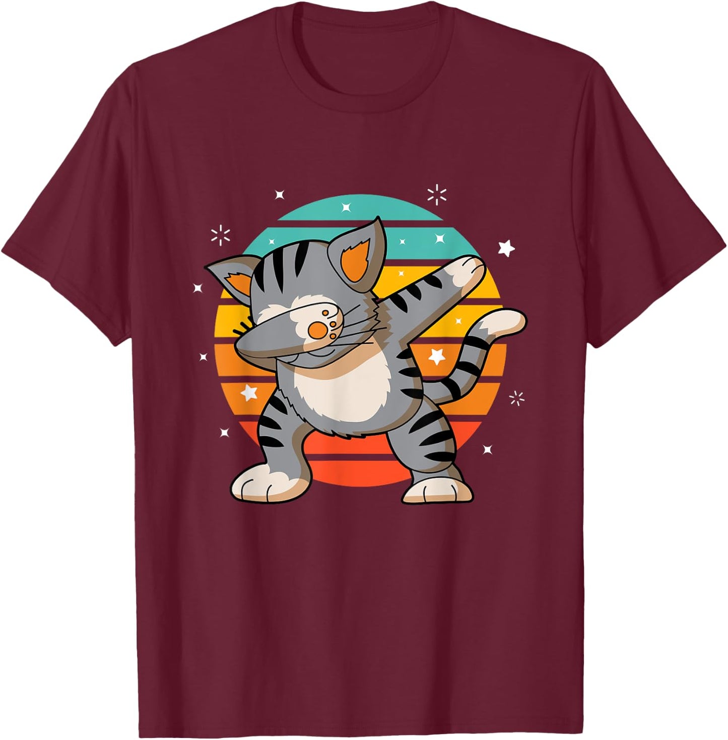 Dabbing Cat - Funny Dab Cat Lover Gift T-Shirt - T-Shirt | Maroon