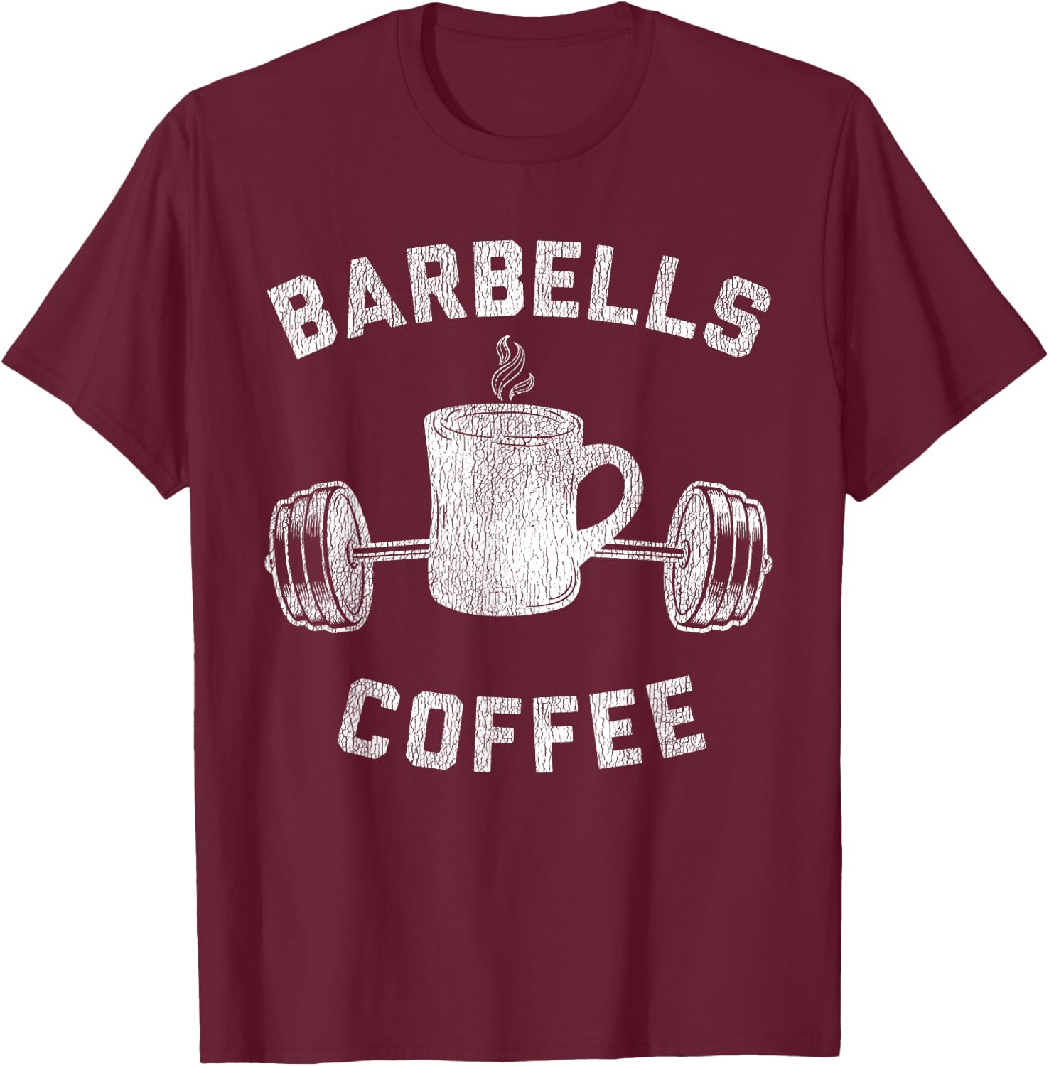 Barbells Coffee - Breakfast and Weights T-Shirt - T-Shirt | Maroon