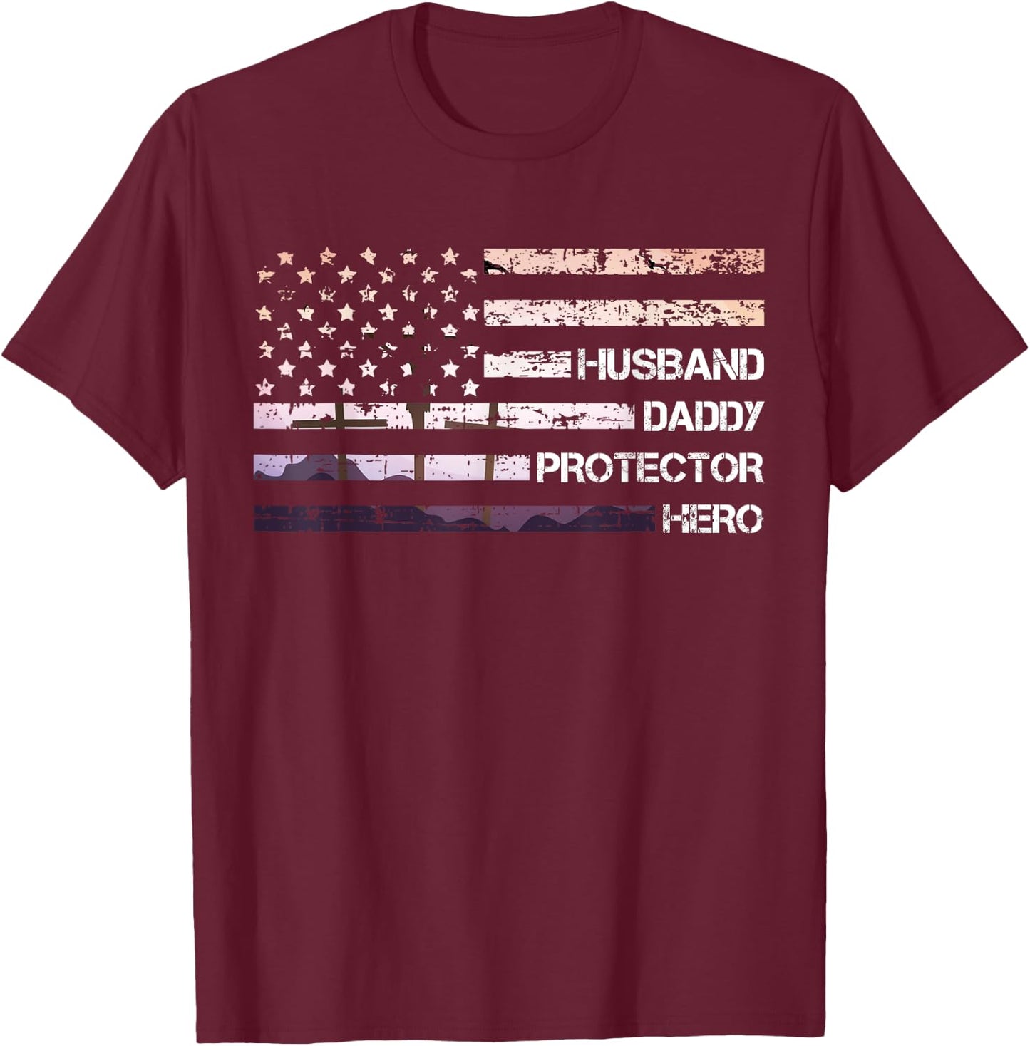 Husband Dad Protector Hero Father's Day Dad Gift Dad T-Shirt - T-Shirt | Maroon