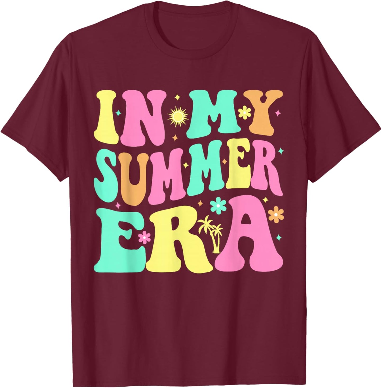 In My Summer Era Groovy Last Day of School Teacher Summer T-Shirt - T-Shirt | Maroon