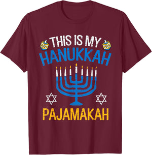 Vintage This is My Hanukkah Pajamakah Pajama Chanukah Jewish T-Shirt - T-Shirt | Maroon