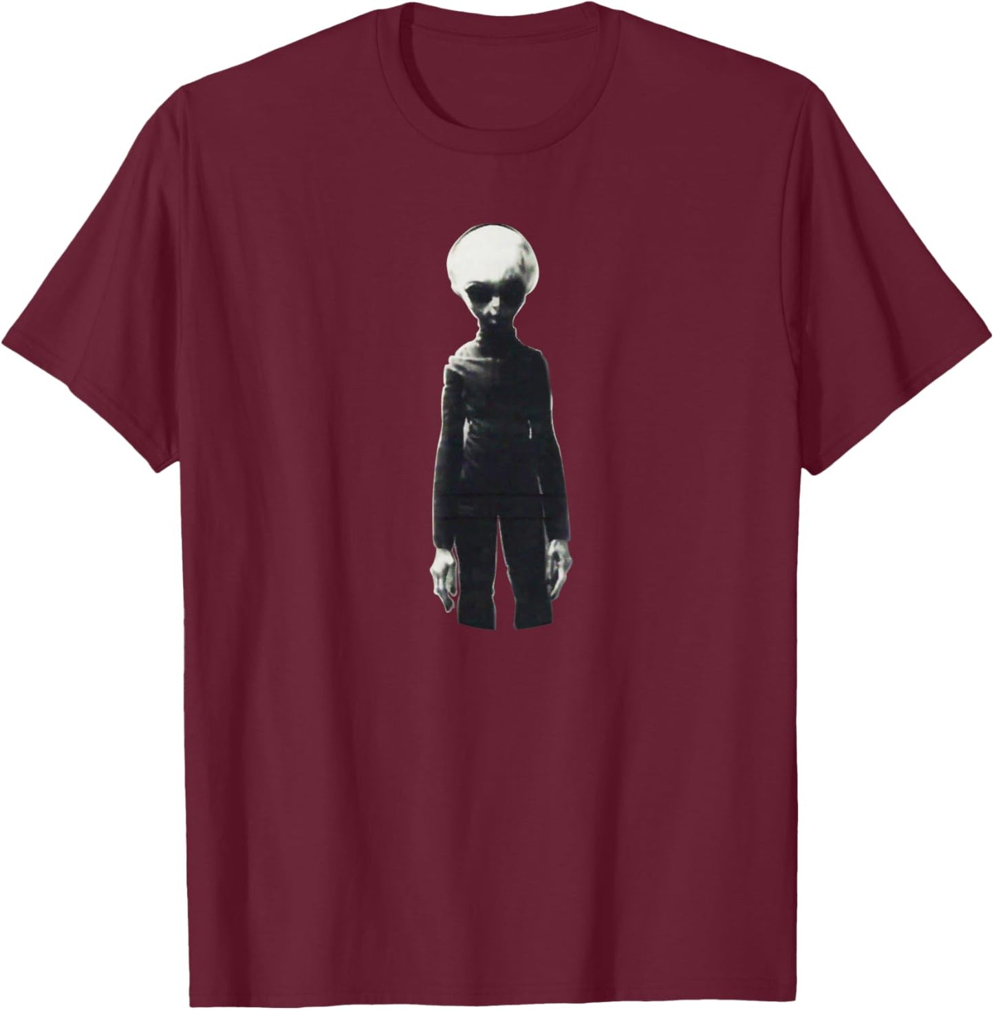 Skinny Bob The Alien | Top Secret Real Grey Extraterrestrial T-Shirt - T-Shirt | Maroon