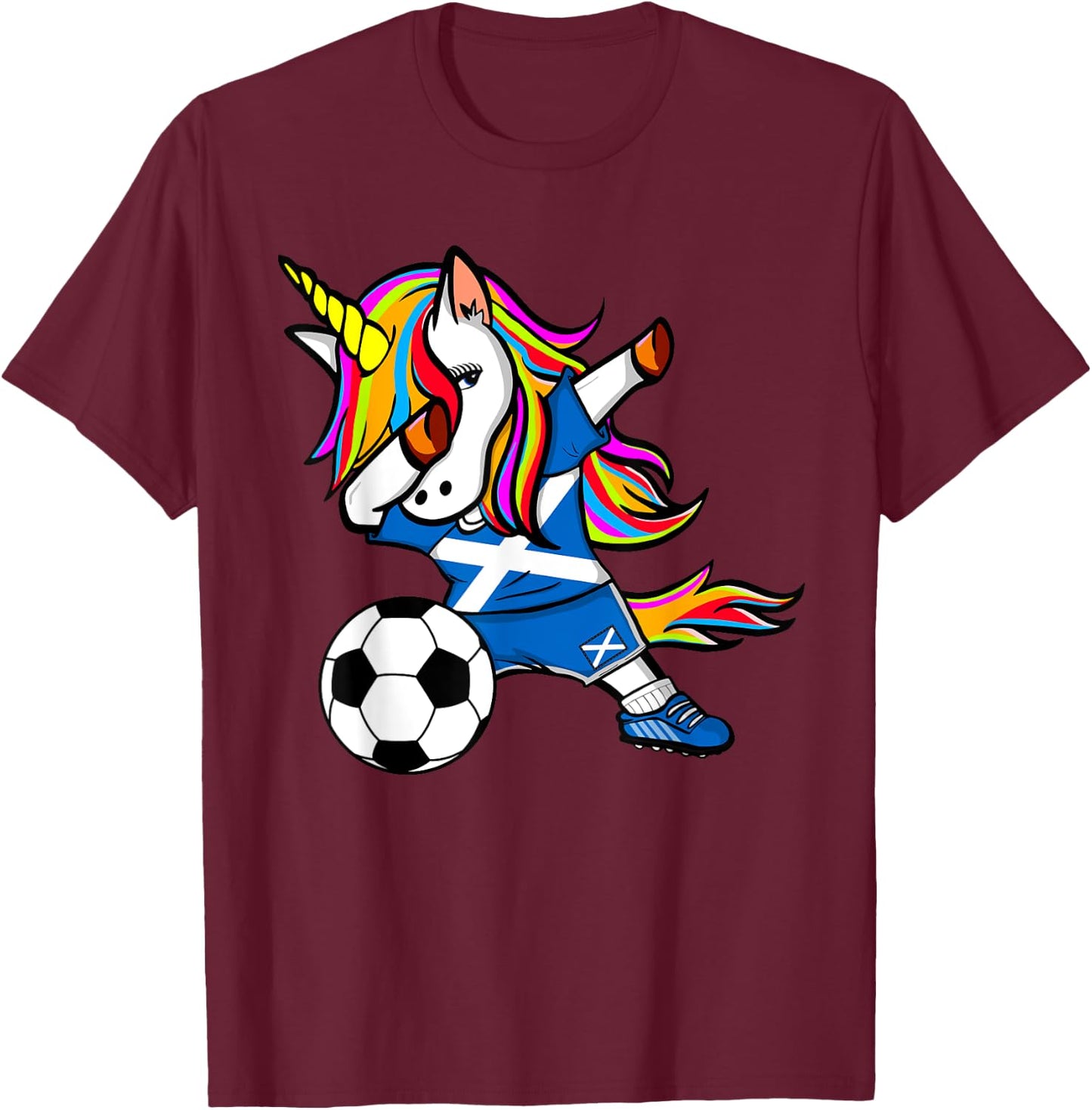 Dabbing Unicorn Scotland Soccer Fan Jersey Scottish Football T-Shirt - T-Shirt | Maroon