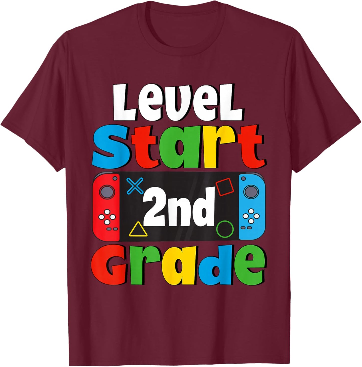 2nd Grade Level Start First Day of 2nd Grade Gaming T-Shirt - T-Shirt | Maroon