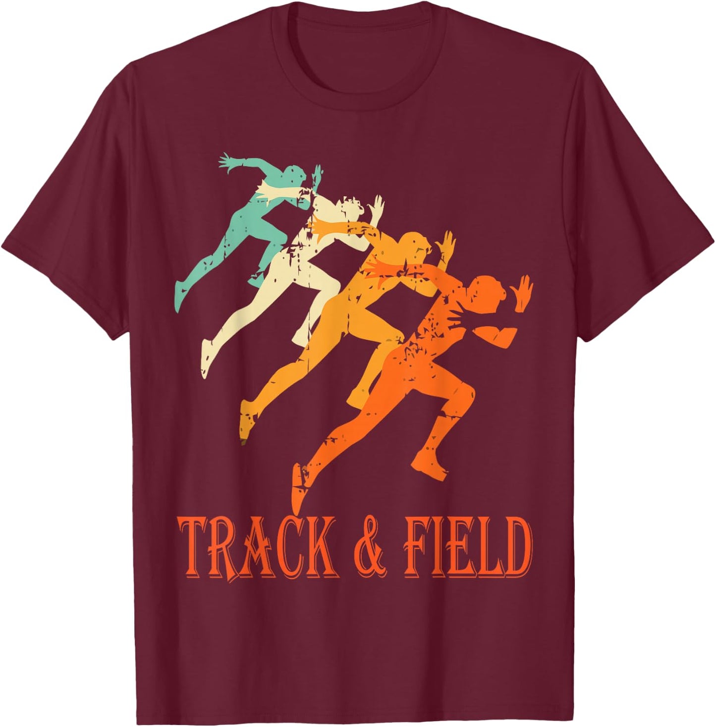 Retro Running Vintage Track and Field T-Shirt - T-Shirt | Maroon