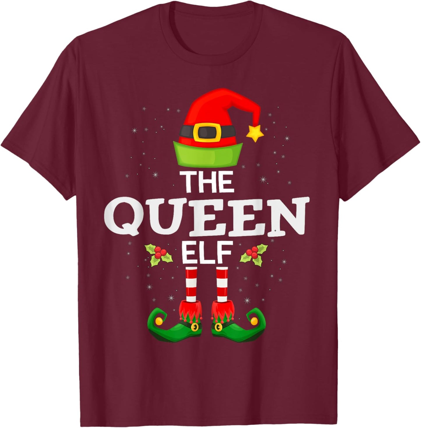 The Queen Elf Christmas Family Matching Pajama T-Shirt - T-Shirt | Maroon