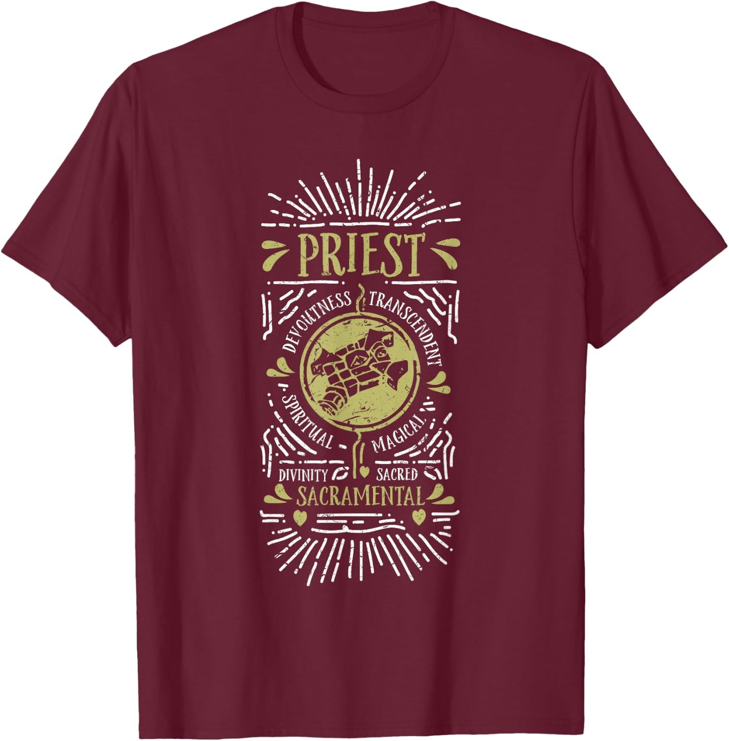 Wow Priest Role Playing Gamer T-Shirt - T-Shirt | Maroon