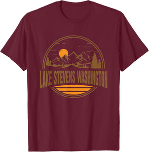 Retro Lake Stevens, Washington State Gift T-Shirt - T-Shirt | Maroon