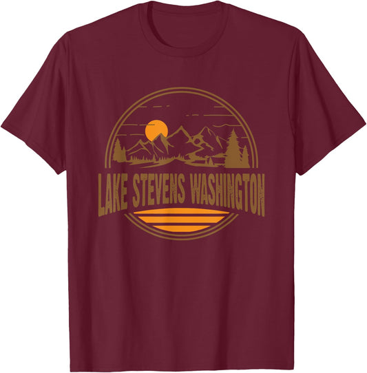 Retro Lake Stevens, Washington State Gift T-Shirt - T-Shirt | Maroon