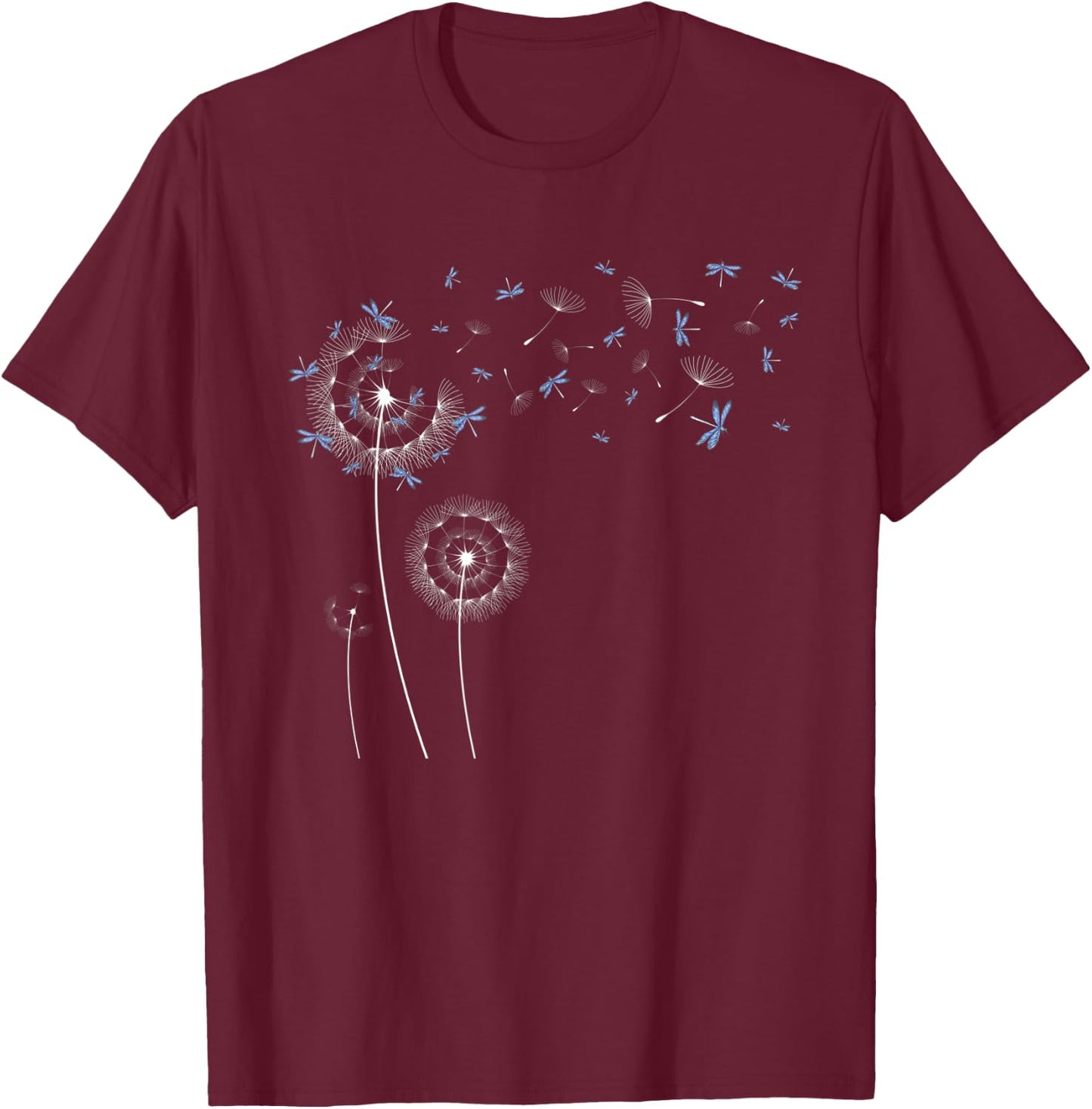 Dragonfly Puff Ball Cute Insect Dandelion T-Shirt - T-Shirt | Maroon