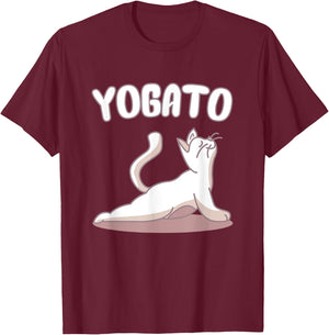 Funny Yoga Cat In Spanish Gato Yogato Doing Cobra Yoga Pose Women Kids T-Shirt - T-Shirt | Maroon