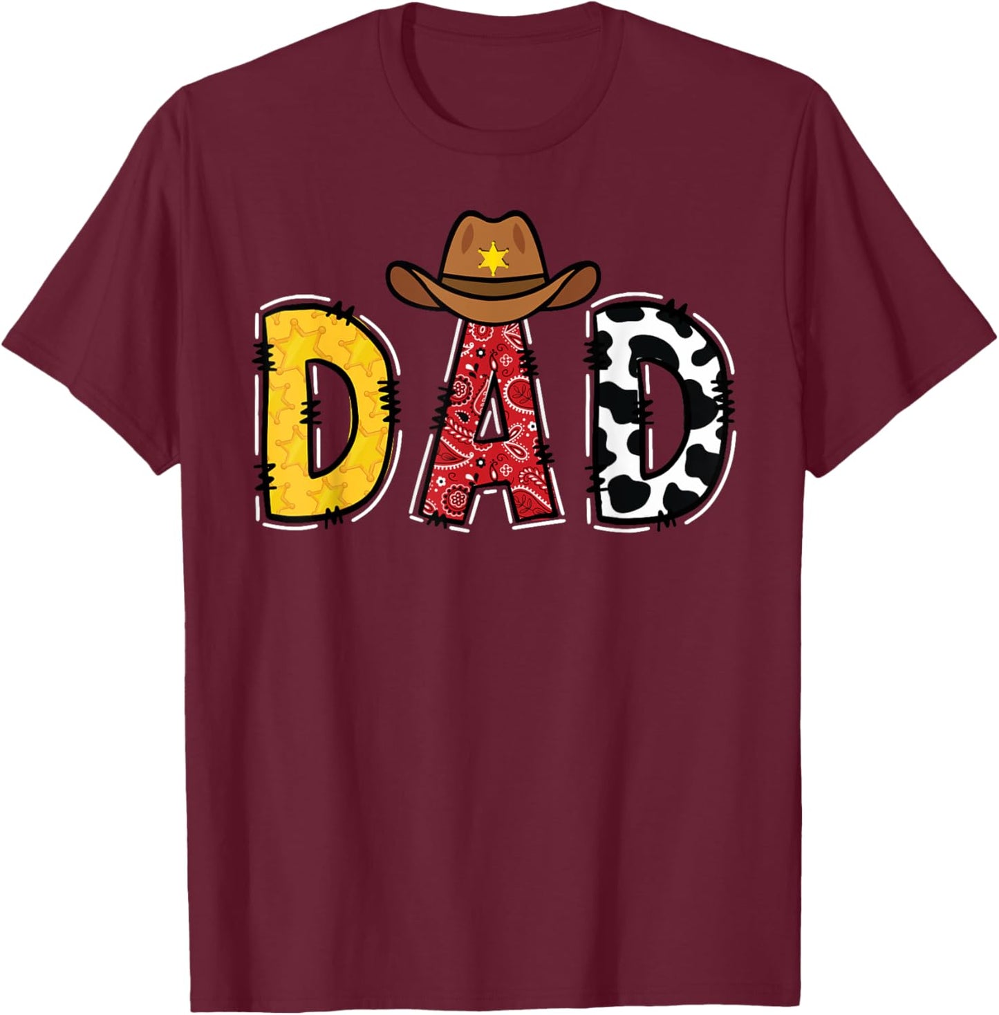Cowboy Dad Western Rodeo Theme Kids Birthday Party T-Shirt - T-Shirt | Maroon