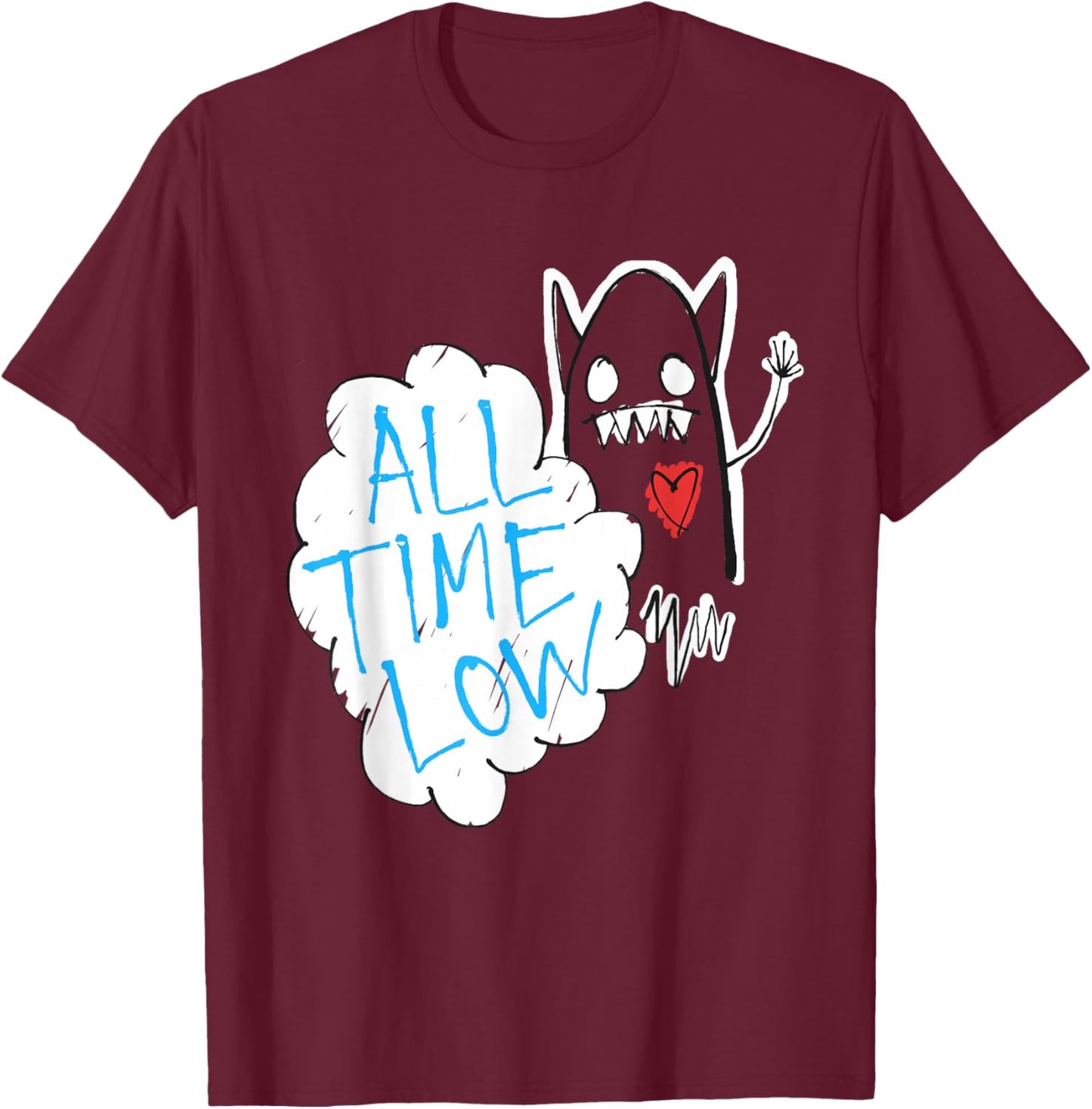 All Time Low Monster Heart T-Shirt - T-Shirt | Maroon