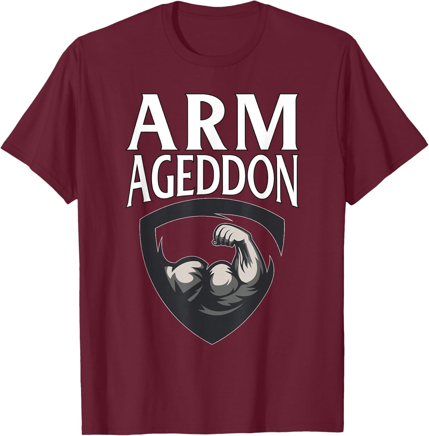 Armageddon | Fitness Weightlifting Deadlift Workout Gym T-Shirt - T-Shirt | Maroon