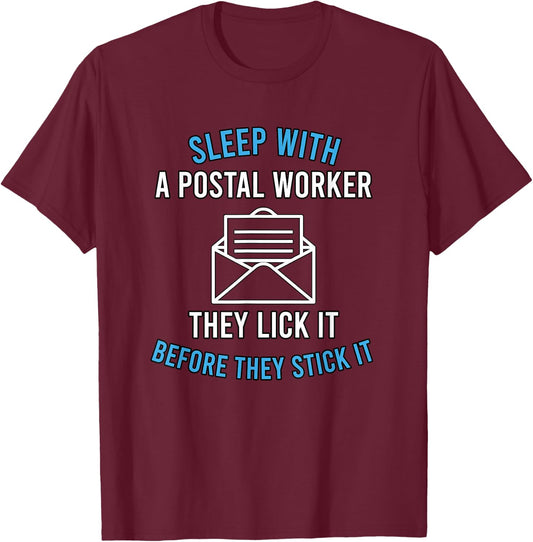 American Postal Worker Sleep With A Mailman Mail Escort T-Shirt - T-Shirt | Maroon