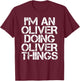 OLIVER Funny Surname Family Tree Birthday Reunion Gift T-Shirt - T-Shirt | Maroon