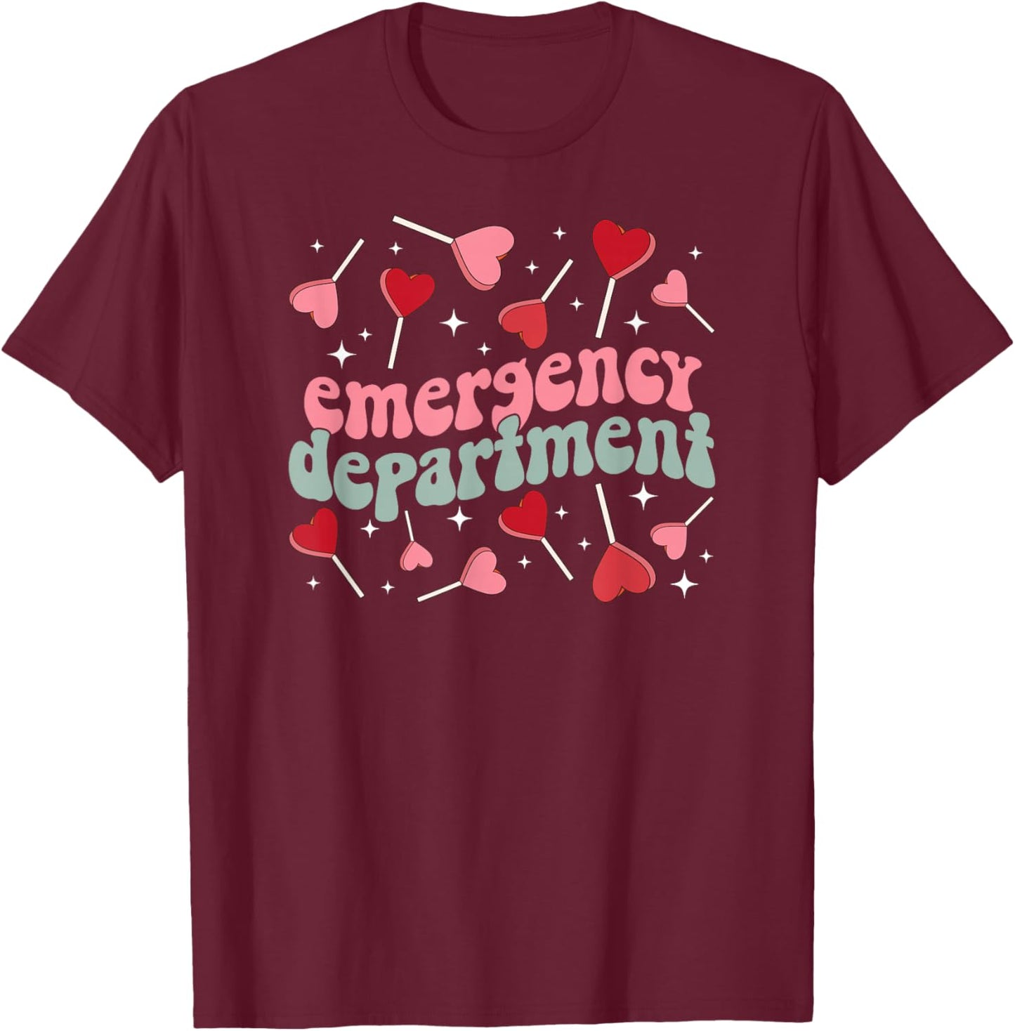 Emergency Department Valentine ER Nurse Valentines Day T-Shirt - T-Shirt | Maroon