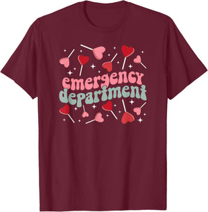 Emergency Department Valentine ER Nurse Valentines Day T-Shirt - T-Shirt | Maroon