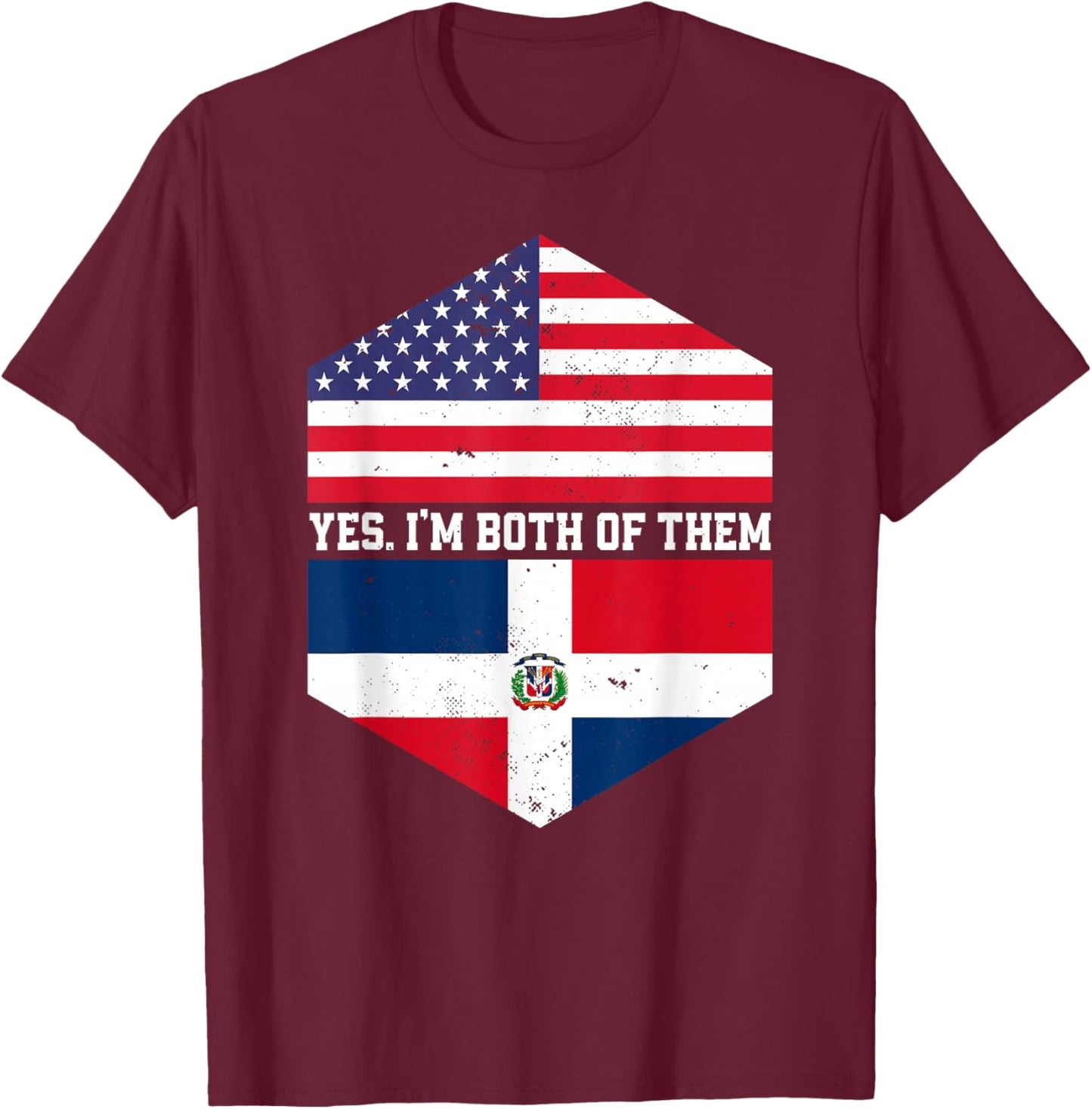 Half American Half Dominican USA Flag Dominican Republic T-Shirt - T-Shirt | Maroon