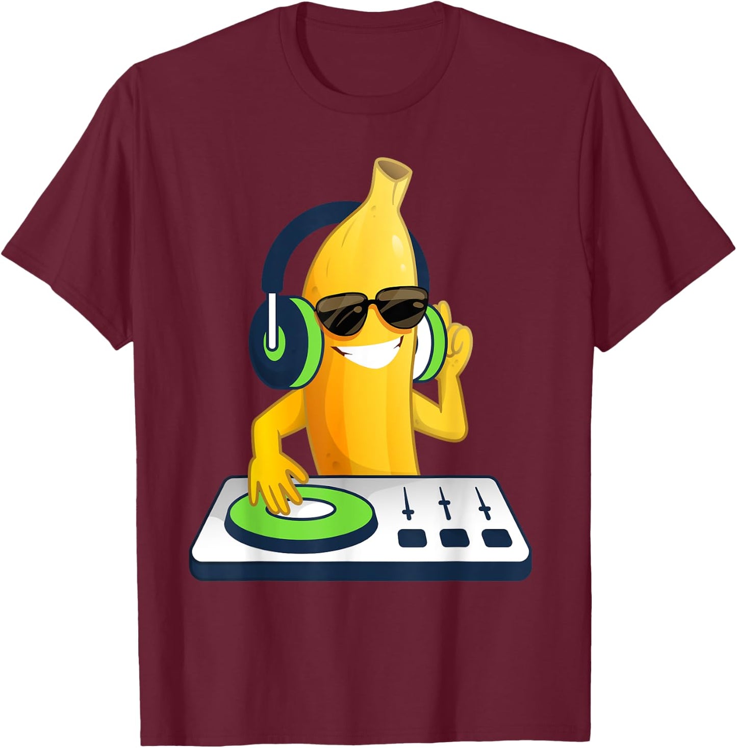 Funny Cool DJ Banana Sunglusses Costume Banana Lovers Fun T-Shirt - T-Shirt | Maroon