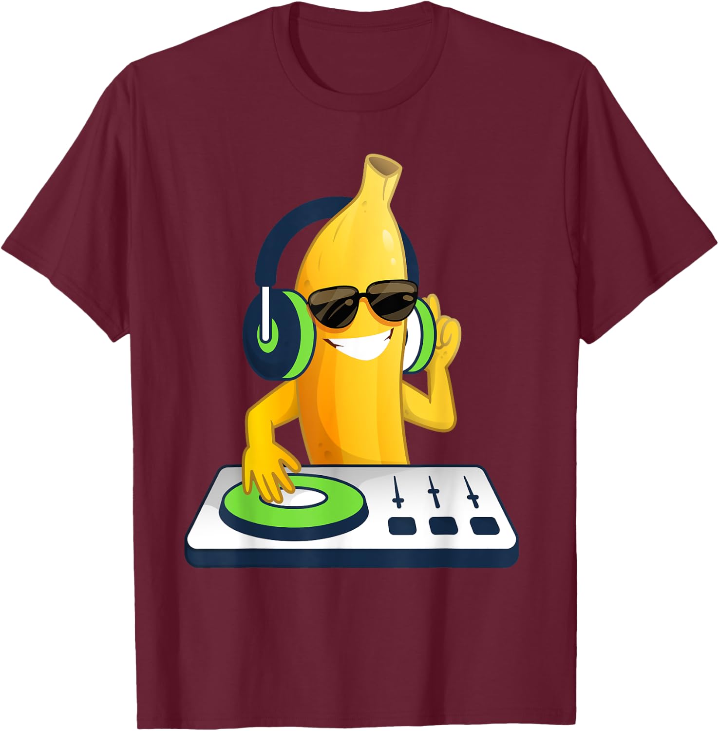 Funny Cool DJ Banana Sunglusses Costume Banana Lovers Fun T-Shirt - T-Shirt | Maroon