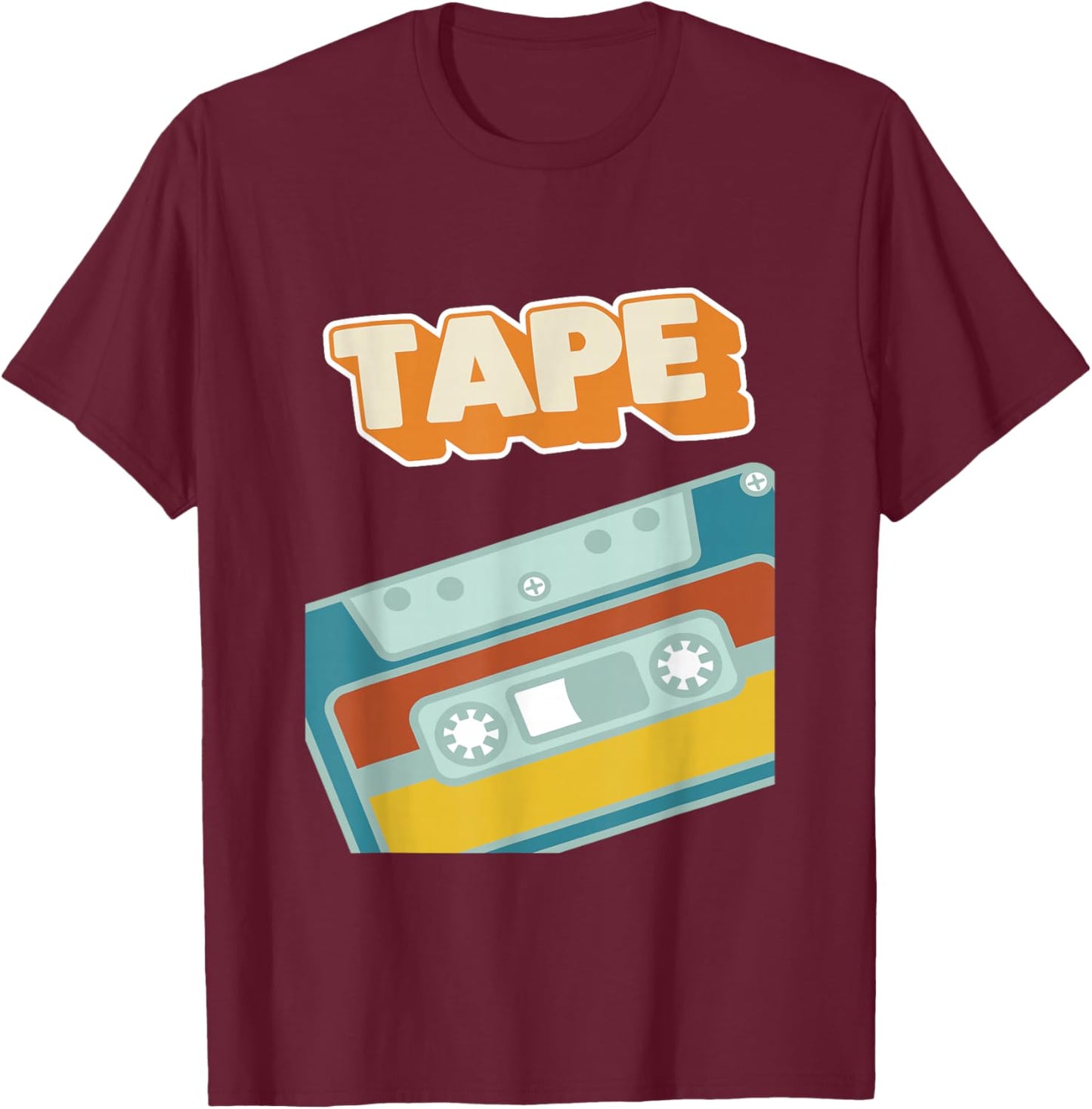 Retro Style 90s Music Tape Cassette with Graffiti Wall Art T-Shirt - T-Shirt | Maroon