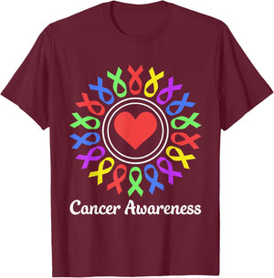 Cancer Awareness - Fight Cancer Ribbon T-Shirt - T-Shirt | Maroon