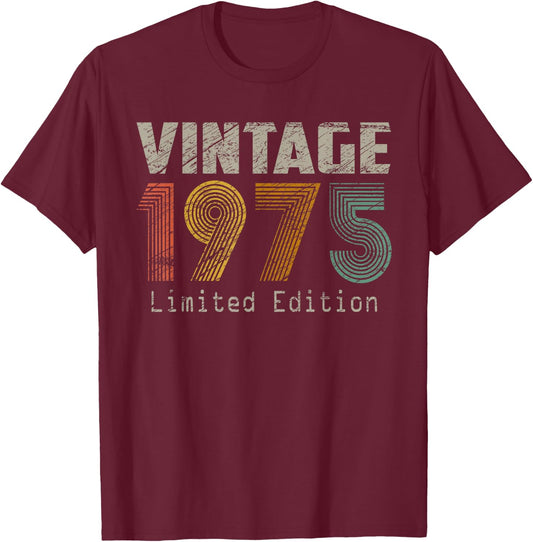 Vintage 1975 50th Birthday Gifts 50 Year Old Women T-Shirt - T-Shirt | Maroon