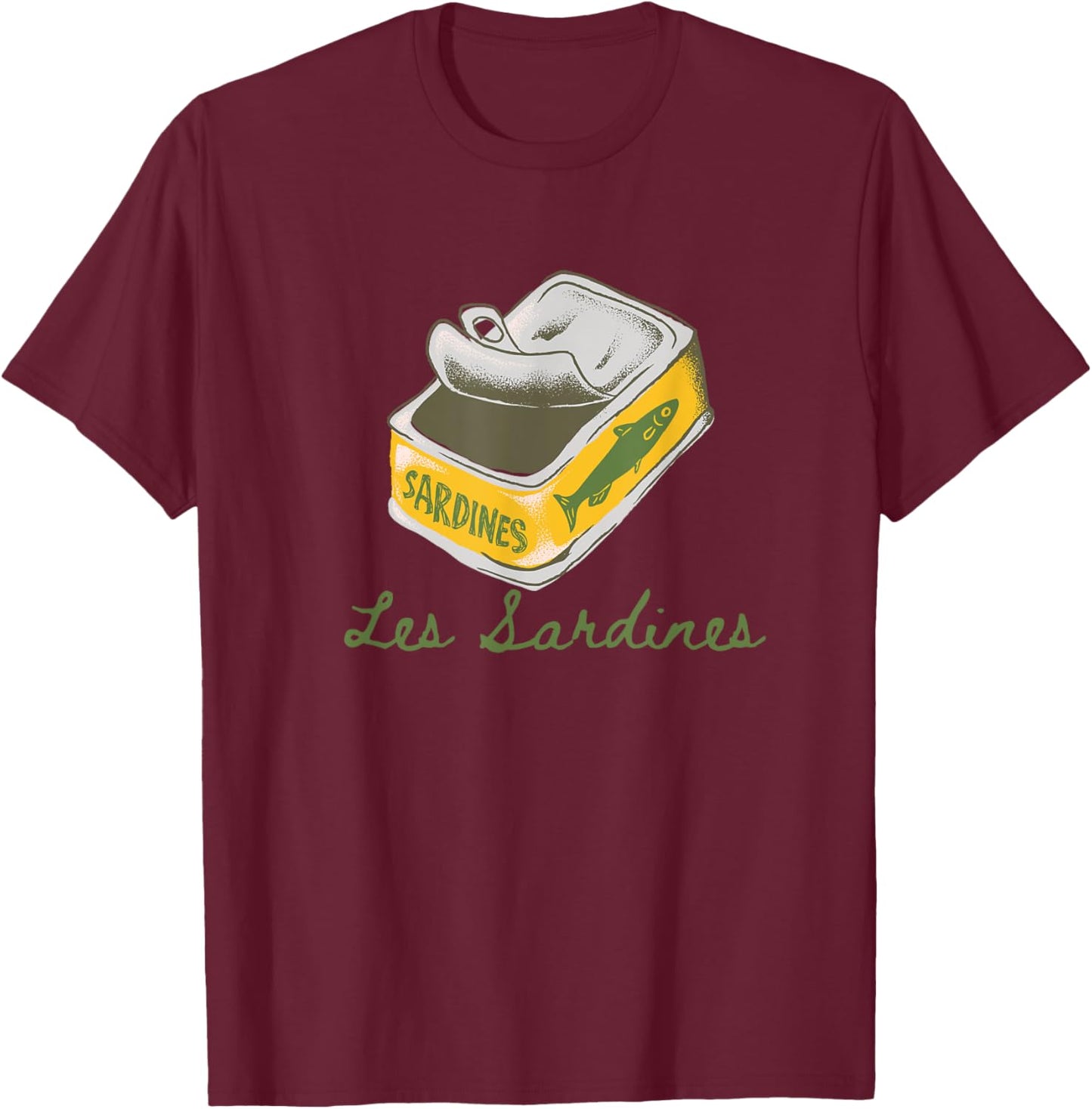 Les sardines fisherman aesthetic coastal sardine fish T-Shirt - T-Shirt | Maroon