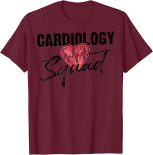 Funny Cardiology Squad Gift Cardiovascular Technologists T-Shirt - T-Shirt | Maroon