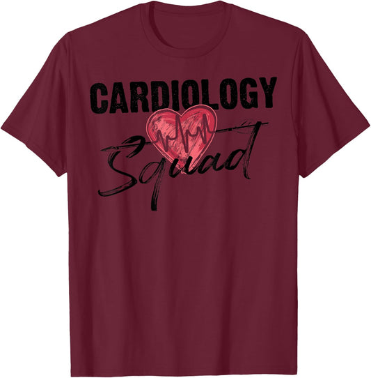 Funny Cardiology Squad Gift Cardiovascular Technologists T-Shirt - T-Shirt | Maroon