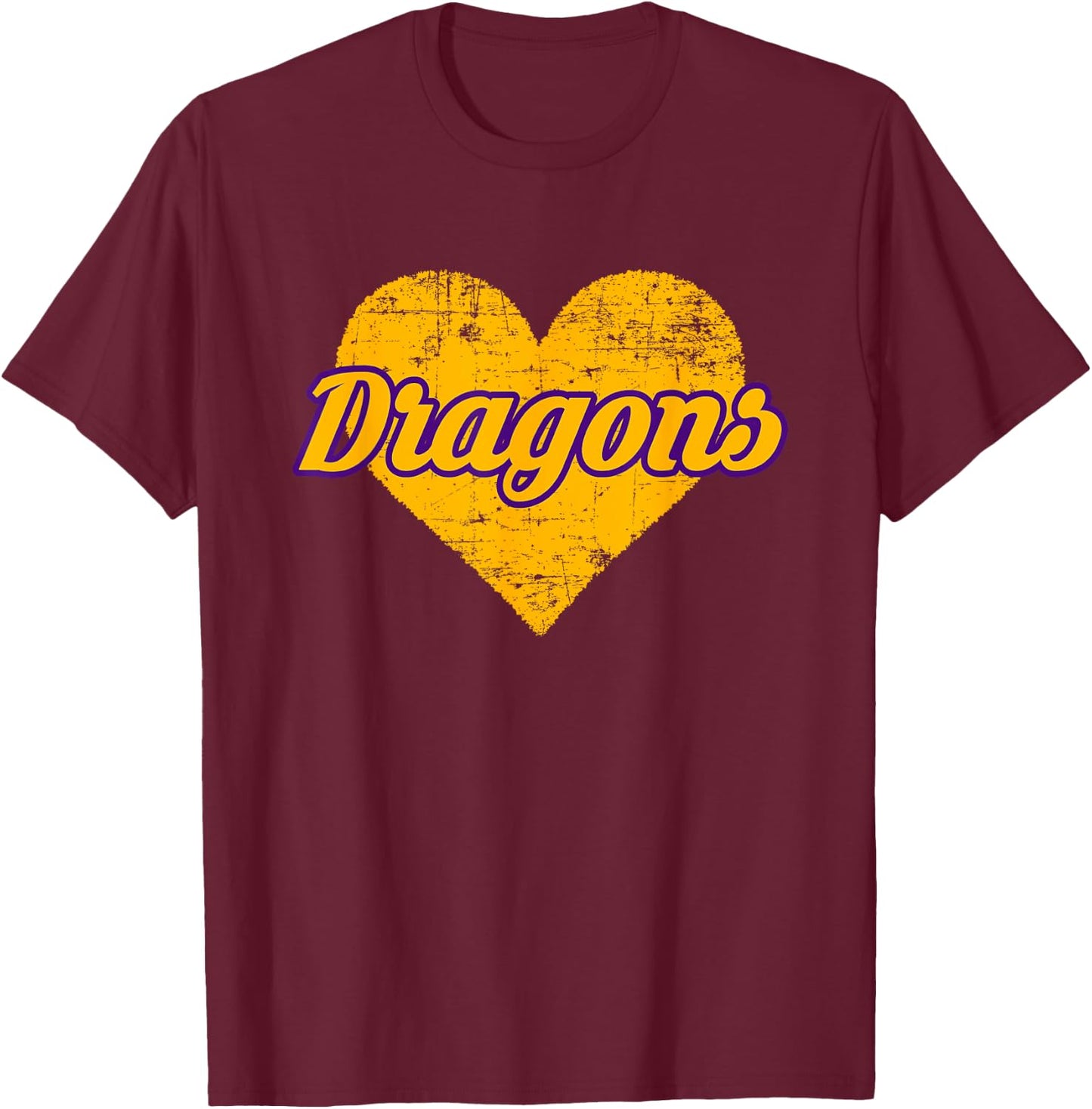 Junction City Dragons Over Heart T-Shirt - T-Shirt | Maroon