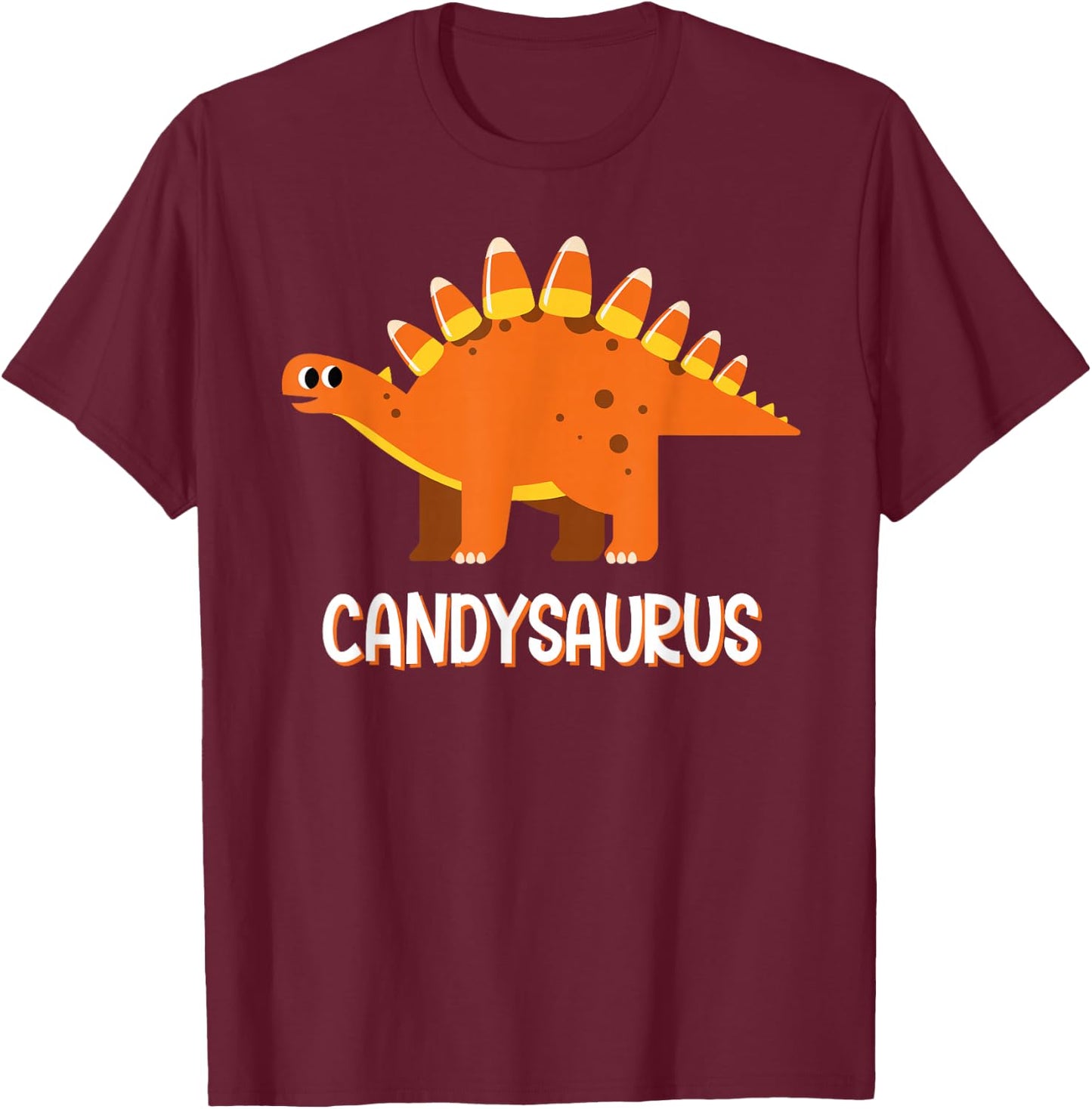 Funny Candysaurus Candy Corn Dinosaur Halloween Toddler Kid T-Shirt - T-Shirt | Maroon