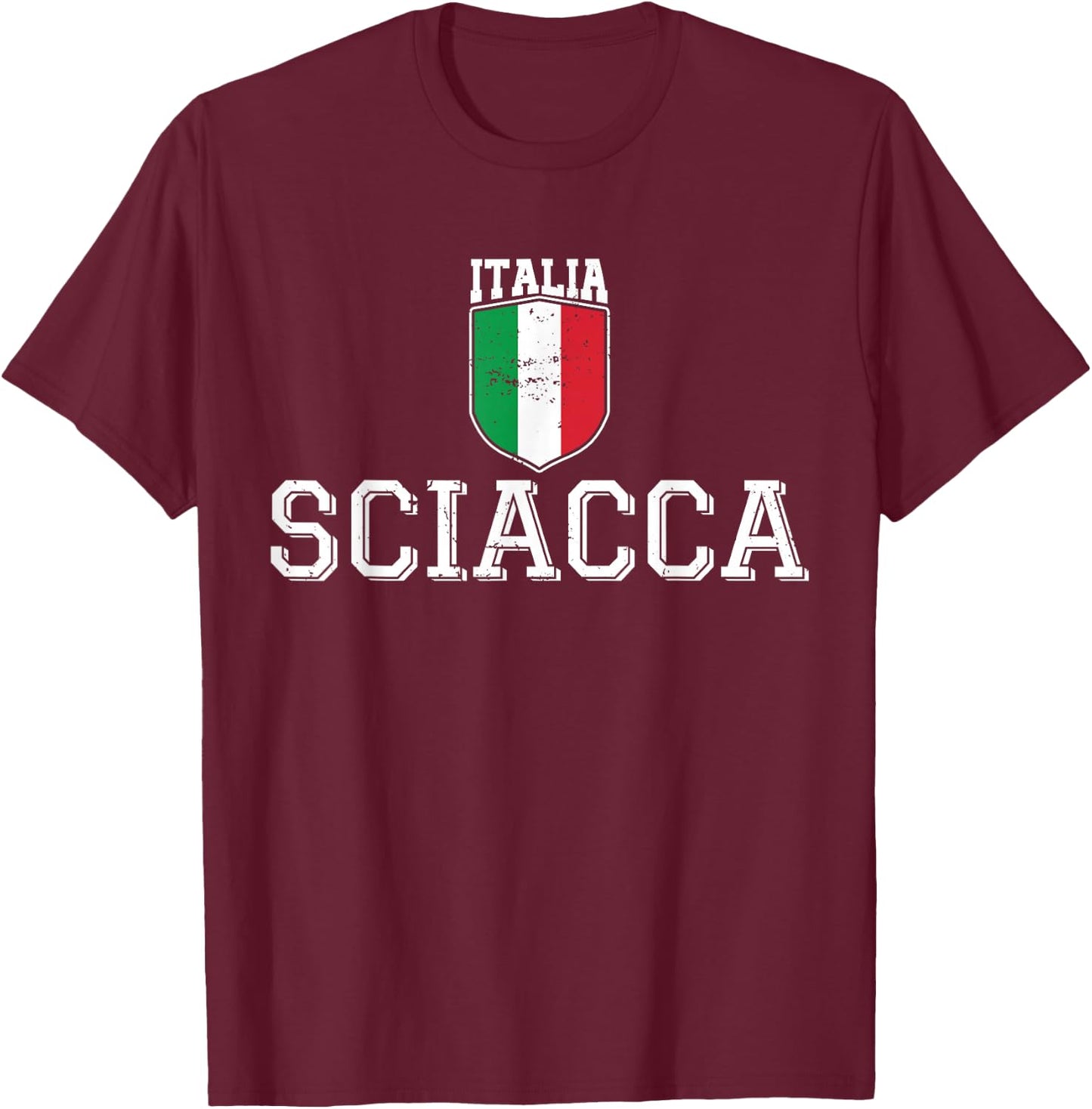 Sciacca Sicily Italia Italy Flag Sicilian Distressed T-Shirt - T-Shirt | Maroon