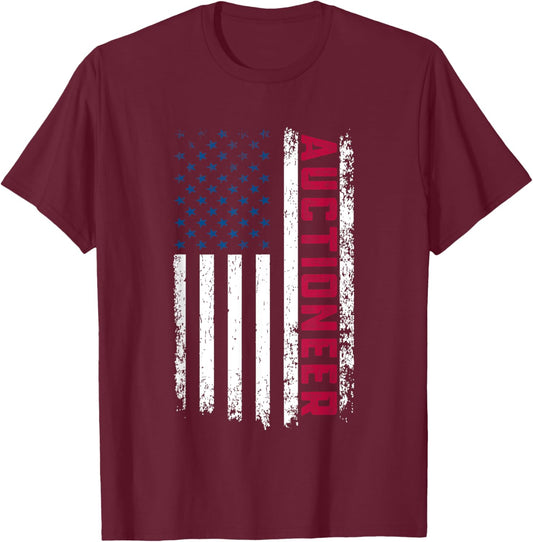 Auctioneer American Flag 4th July USA Patriotic Auctioneer T-Shirt - T-Shirt | Maroon